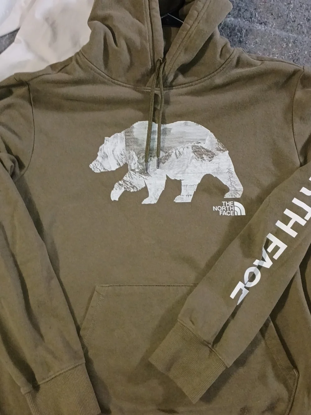 The North Face Men’s Olive Crewneck Sweater with White Logo